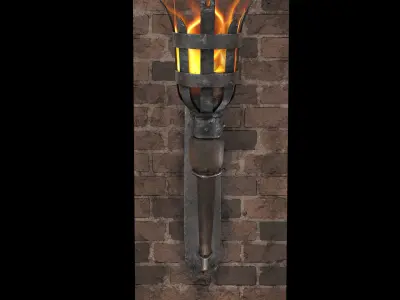 Medieval Wall Torch  Low-poly 3D model