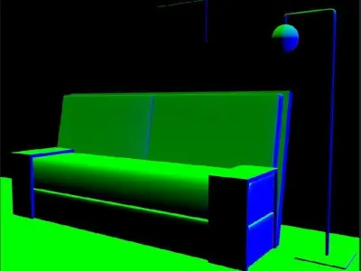 Sofa with floor lamp Low-poly 3D model