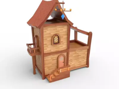 Wooden House Low-poly 3D model