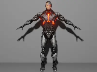 Cyborg man in futuristic suit 3D model