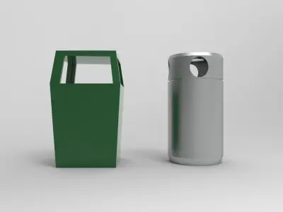 Public Trash Bin Low-poly 3D model
