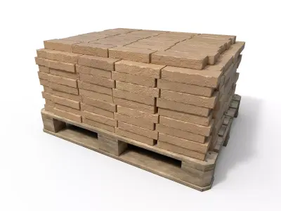 Bricks on a pallet Low-poly 3D model