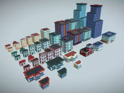 Low poly houses pack Low-poly 3D model
