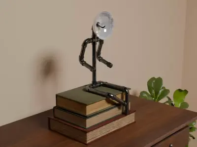 Seated Man Pipe Fitting Lamp Low-poly 3D model