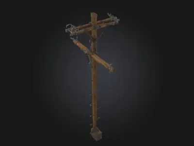 Wooden Utility Pole  Classic Infrastructure Element 3D model