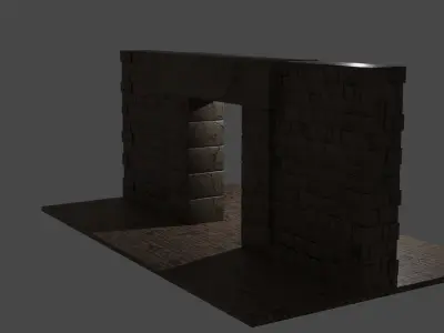 Ancient entrance for games Low-poly 3D model
