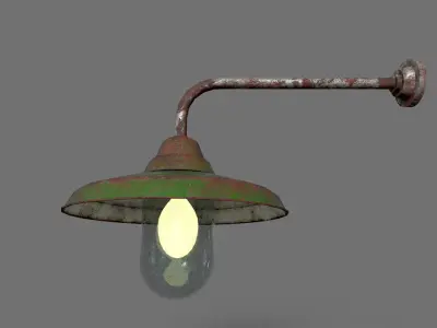 Old Rusted Outdoor Wall Lamp  Low-poly 3D model