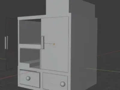 BedRoomCupBoard with doors and drawers with Different Parts Low-poly 3D model