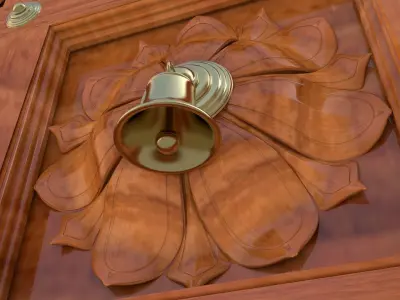 Door Lowpoly wooden with ornaments Low-poly 3D model