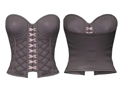 Mini Skirt Boots Stockings Corset Punk Outfit Low-poly 3D model