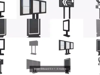 Street Billboard 6 in 1 3D Model Pack