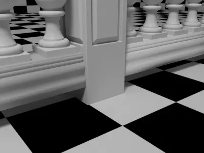 Exterior Railing - White Vinyl - Style 14 3D model