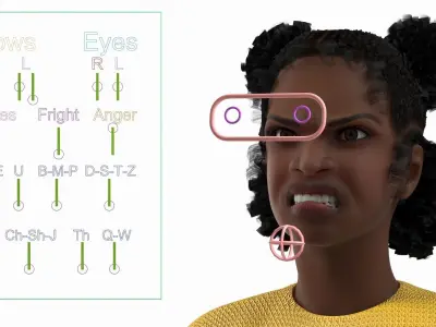 Street Style Black Teenage Girl Rigged 3D model