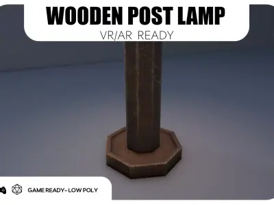 Wooden Post Light - Game Ready Low-poly 3D model