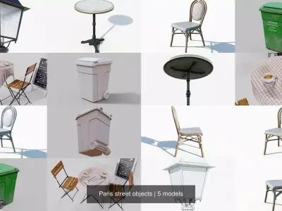 Paris street objects 3D Model Pack