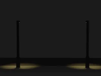 Low-Poly Street With Street Lamps Low-poly 3D model
