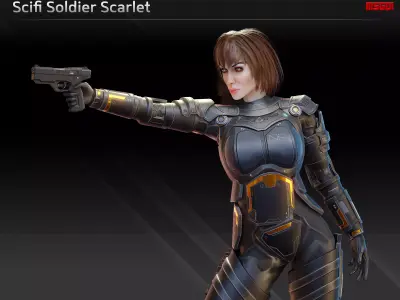 Scifi Soldier Scarlet Low-poly 3D model