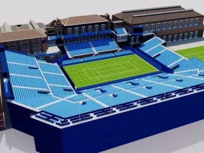 Queens Club Tennis Stadium - London Low-poly 3D model