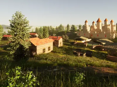Medieval Landscape Low-poly 3D model