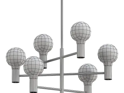 Helix-Chandelier-Gold six light chandelier in brass with glas... 3D model