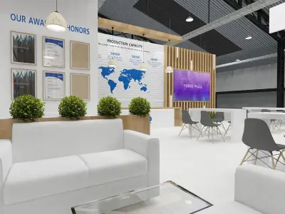 Exhibition Stand Stall Two Side Open 8X10 WITH HALL 3D model