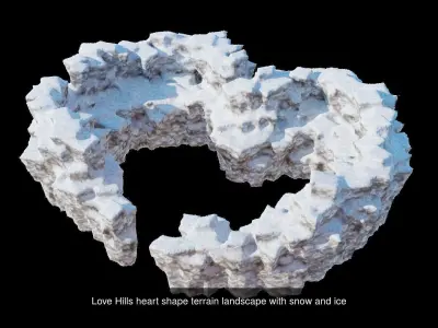 Heart rock terrain fantasy set with two seasons 3D Model Pack