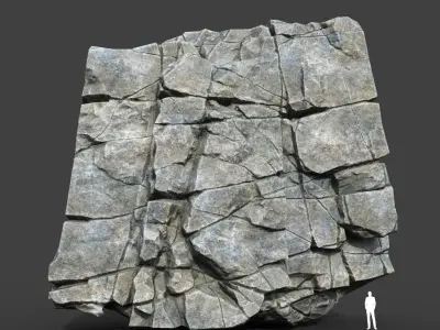 Low poly Gray Cracked Modular Rock 220106 Low-poly 3D model