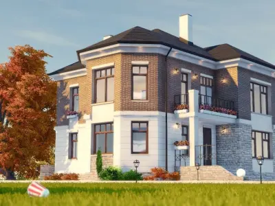 Cottage house for sims Low-poly 3D model