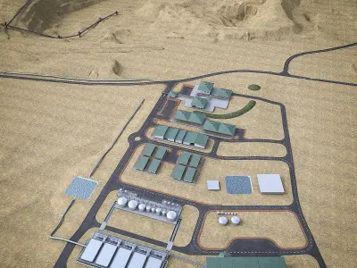 Industrial Mining Factory Low-poly 3D model