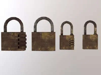 4 Rusty Padlocks Low-poly 3D model