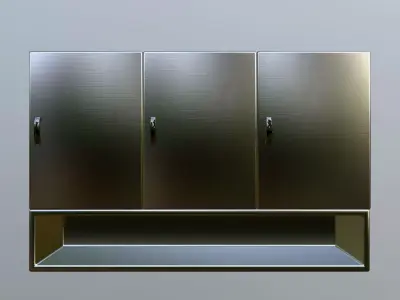 Modern Metallic Wall Cabinet with Openable Doors Low-poly 3D model