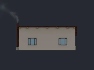 small house with smoke Low-poly 3D model
