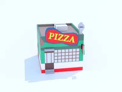 Italian Restaurant pizzeria Low Poly Low-poly 3D model