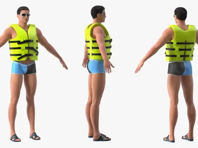  Male in Swimwear and Life Vest 
