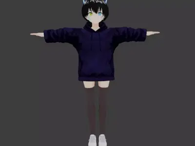 SciFi 3d anime kawaii girl character c16 Low-poly 3D model