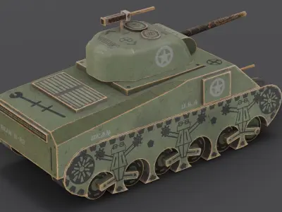 Wooden Toy Vehicle  Low-poly 3D model