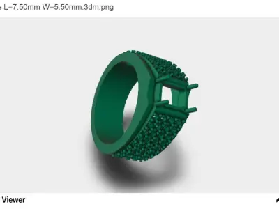 Men Ring Emerald Center Stone 3D print model