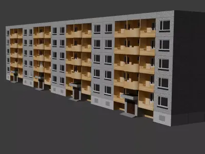 121-80-71-1 Type Panel Building Low-poly 3D model Low-poly 3D model