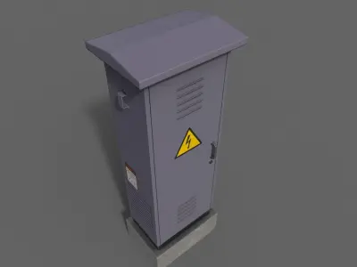 PBR Electric Box Purple V2 Low-poly 3D model