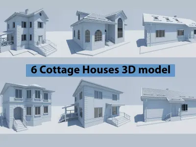 Cottage Houses collection  Low-poly 3D model