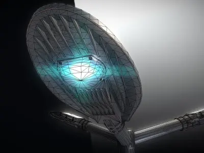 Sci-Fi Street Light 14 version 3 3m with pole 3 Low-poly 3D model