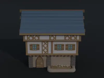 Cartoon medieval house 5 Polygonal Style Low-poly 3D model