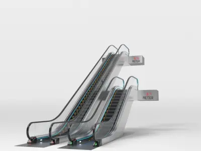 Escalator Adjustable and Rigged 3D model