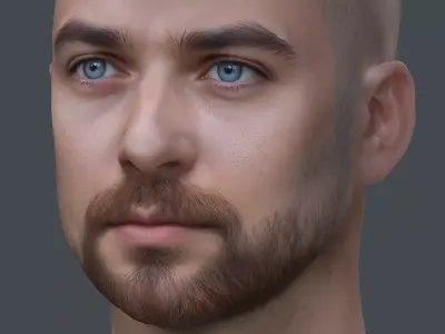 Male head Realistic Perfect Head Low-poly 3D model game ready  Low-poly 3D model