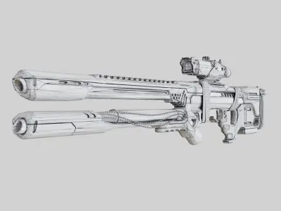 SciFi Sniper Rifle Low-poly 3D model
