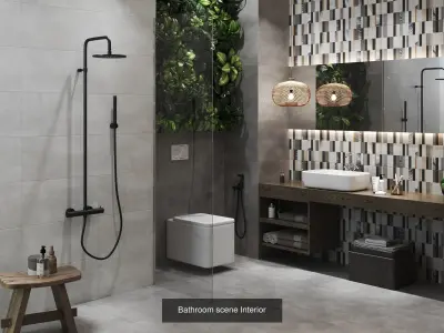 Bathroom scene loft 3D Model Pack