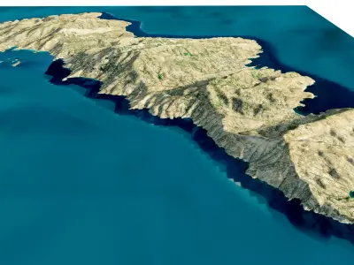 Andros Island 3D model terrain 3D model
