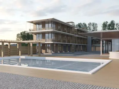 motel near sea 3D model