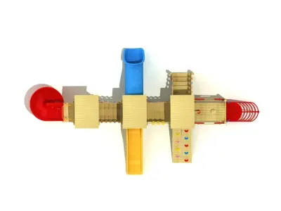  3D Train High Quality Wood Playground Outdoor 3D model