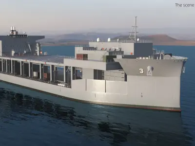  Sea Base Vessel with Open Deck Hangars on Water 